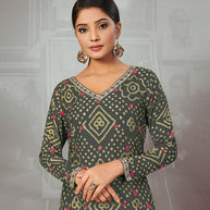 Laxmipati Charcol Straight Cut Kurti With Digital Print