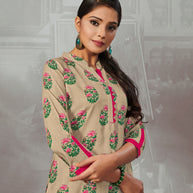 Laxmipati Butter Cream Straight Cut Kurti With Digital Print