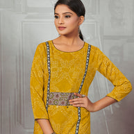Laxmipati Corn Yellow Straight Cut Kurti With Digital Print
