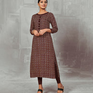 Laxmipati Walnut Straight Cut Kurti With Digital Print