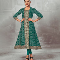 Laxmipati Deep Green Straight Cut Kurti With Digital Print