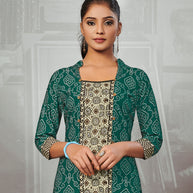 Laxmipati Deep Green Straight Cut Kurti With Digital Print
