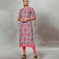Laxmipati Violet Purple Straight Cut Kurti With Digital Print