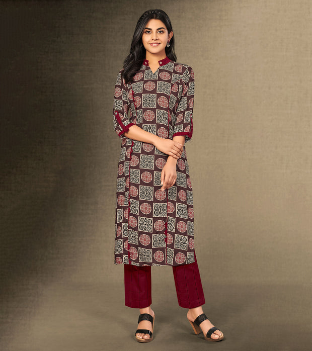 Laxmipati Cottage Red Straight Cut Kurti With Digital Print