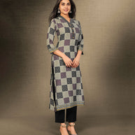 Laxmipati Dark Squirrel Grey Straight Cut Kurti With Digital Print