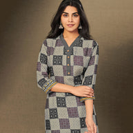 Laxmipati Dark Squirrel Grey Straight Cut Kurti With Digital Print