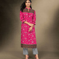 Laxmipati Ruby Pink Straight Cut Kurti With Digital Print