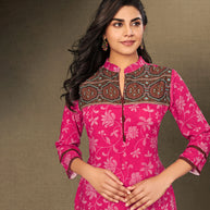 Laxmipati Ruby Pink Straight Cut Kurti With Digital Print