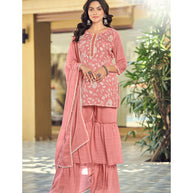 Laxmipati D3-115 Viscose Fabric Light Coral Kurti With Sharara & Dupatta