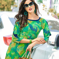 Laxmipati Polygenic Crepe with Georgette Touch Multicolor kurtis