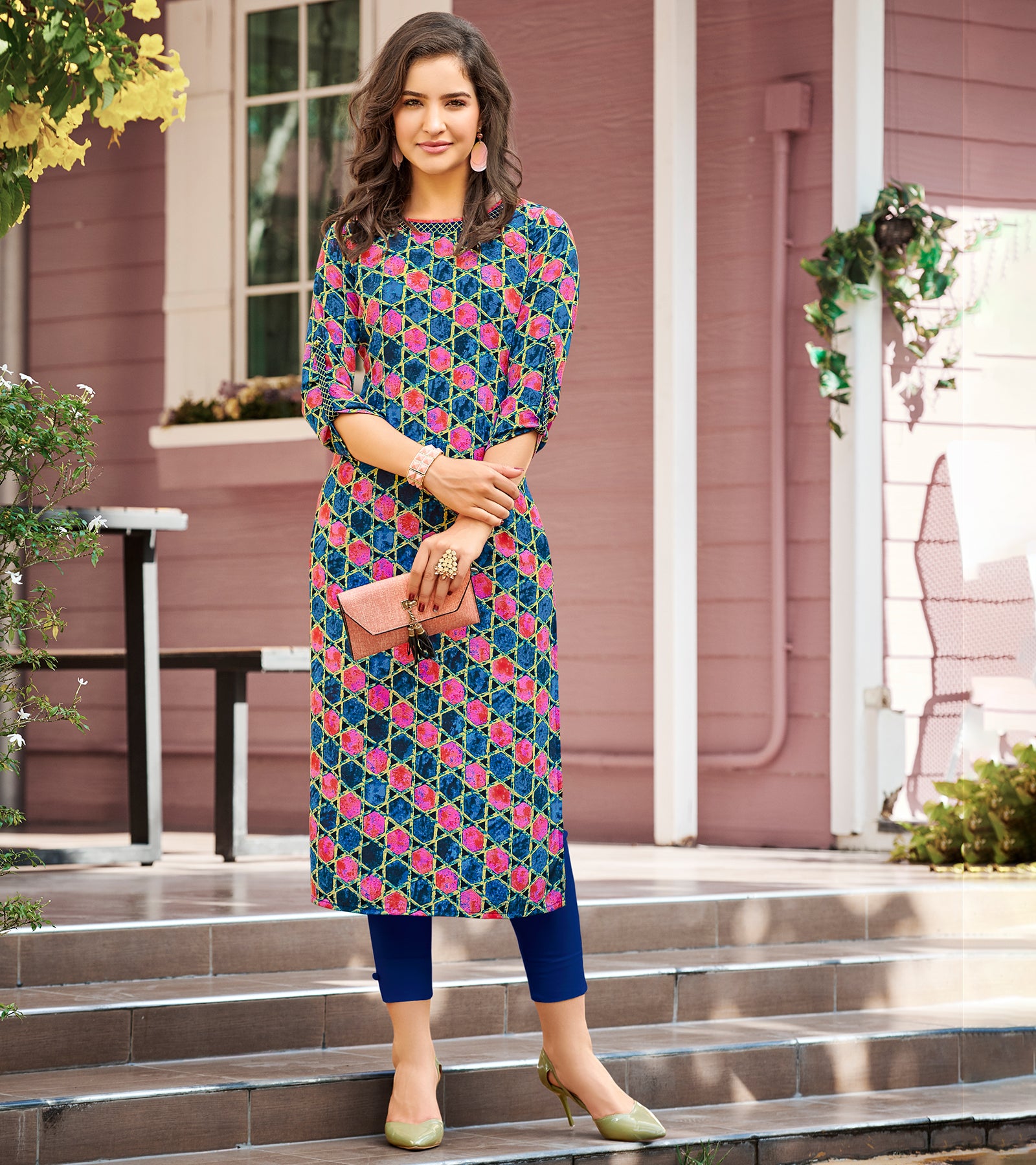 Laxmipati Polygenic Crepe with Georgette Touch Multicolor Kurti