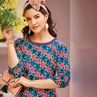 Laxmipati Polygenic Crepe with Georgette Touch Multicolor Kurti
