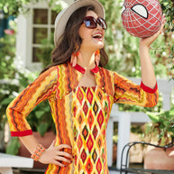 Laxmipati Polygenic Crepe with Georgette touch Multicolor kurtis