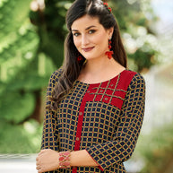 Laxmipati Polygenic Crepe with Georgette touch Multicolor kurtis