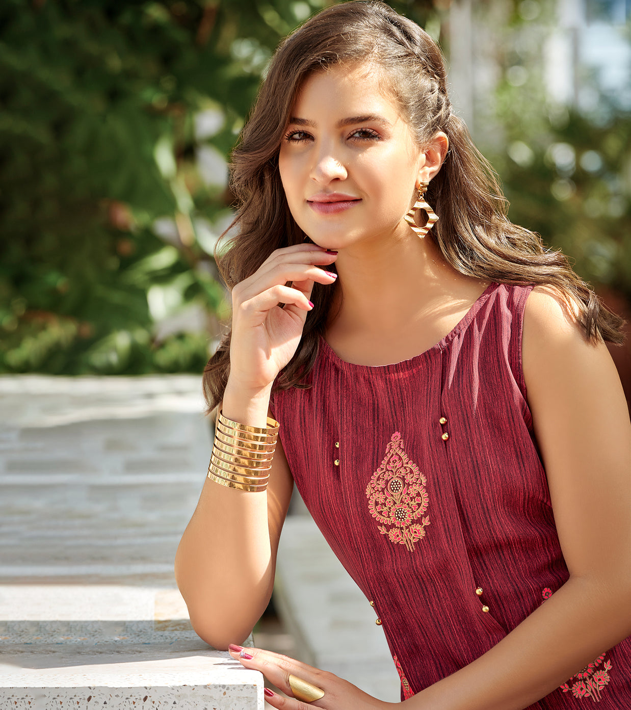 Laxmipati Polygenic Crepe with Georgette touch Multicolor kurtis