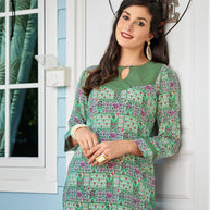 Laxmipati Polygenic Crepe with Georgette touch Multicolor kurtis