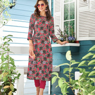 Laxmipati Polygenic Crepe with Georgette touch Multicolor kurtis