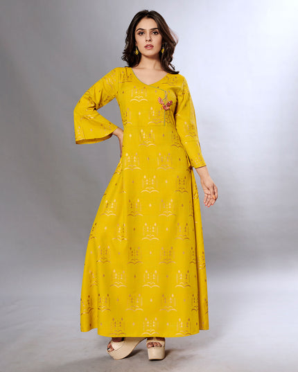 Laxmipati Cotton Fresh yellow Gown