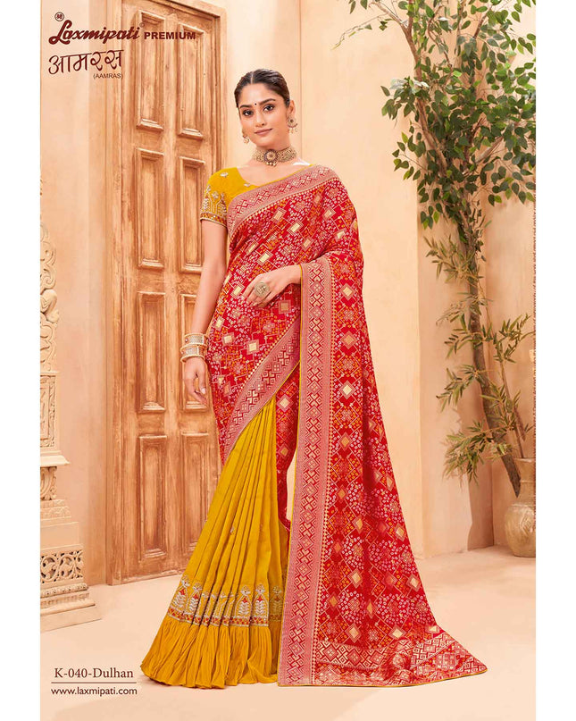 Laxmipati AAMRAS  K-40 Silk Touch Red & Gold Saree