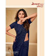 Laxmipati Cocktail K-055 Satin Silk Navy Blue Saree