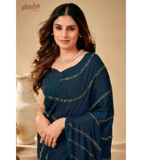 Laxmipati Cocktail K-059 Satin Silk Navy Blue Saree