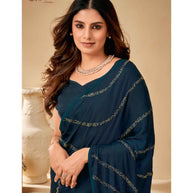 Laxmipati Cocktail K-059 Satin Silk Navy Blue Saree