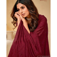 Laxmipati Cocktail K-062 Silk Chiffon Maroon Saree