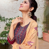 Laxmipati Pure Viscose Mysty Maroon Straight Cut Kurti With Pant And Dupatta