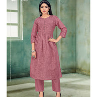 Laxmipati Mull Dusty Pink  Kurti With Pant (Nyra Cut)