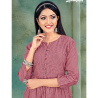 Laxmipati Mull Dusty Pink  Kurti With Pant (Nyra Cut)