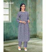 Laxmipati Mull Slate Gray Kurti With Pant (Nyra Cut)