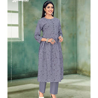 Laxmipati Mull Slate Gray Kurti With Pant (Nyra Cut)