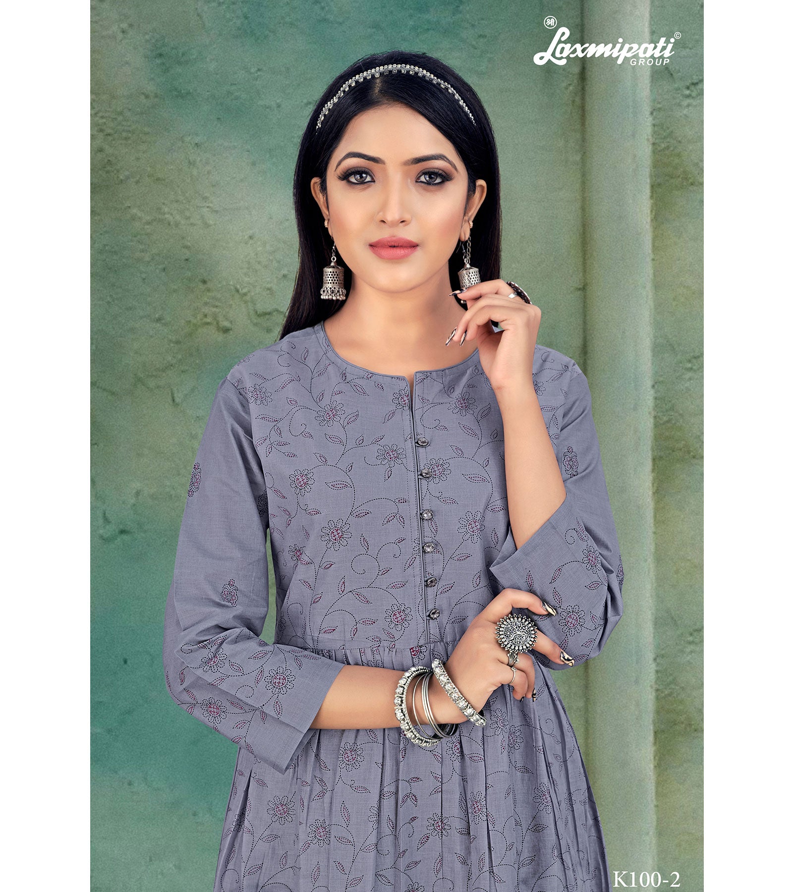 Laxmipati Mull Slate Gray Kurti With Pant (Nyra Cut)