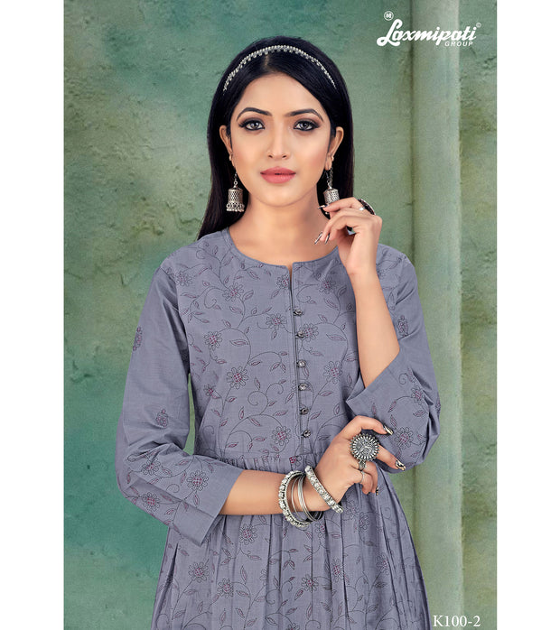 Laxmipati Mull Slate Gray Kurti With Pant (Nyra Cut)