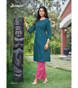 Laxmipati  Nitya Spun Base Fabric Desert Night Straight Cut Kurti