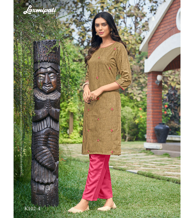 Laxmipati  Nitya Spun Base Fabric Soft Suede Straight Cut Kurti