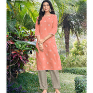 Laxmipati  Sabrina Muslin Base Salmon  Straight Cut Kurti