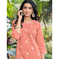 Laxmipati  Sabrina Muslin Base Salmon  Straight Cut Kurti