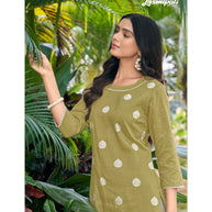 Laxmipati  Sabrina Muslin Base Wild Wasabi Straight Cut Kurti