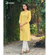 Laxmipati K104-4 Muslin Base Yellow Kurti