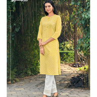 Laxmipati K104-4 Muslin Base Yellow Kurti