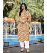 Laxmipati Spun Base Fabric Metallic Bronze Nayra Cut Kurti With Pant