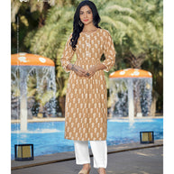 Laxmipati Spun Base Fabric Metallic Bronze Nayra Cut Kurti With Pant