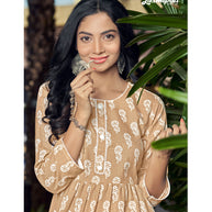 Laxmipati Spun Base Fabric Metallic Bronze Nayra Cut Kurti With Pant