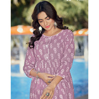 Laxmipati Spun Base Fabric  Mauve Nayra Cut Kurti With Pant
