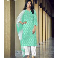 Laxmipati  Chanchal Spun Base  Mint Green Light  Kurti , Pant & Dupatta