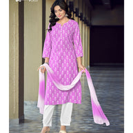 Laxmipati  Chanchal Spun Base  Light Violet Kurti , Pant & Dupatta