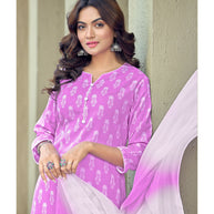 Laxmipati  Chanchal Spun Base  Light Violet Kurti , Pant & Dupatta