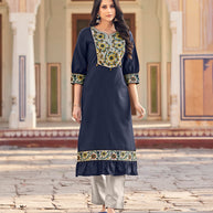 Laxmipati Swiss Slue Indigo  Straight Kurta