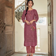 Laxmipati Muslin Saddle Brown Straight Cut Kurti With Digital Print
